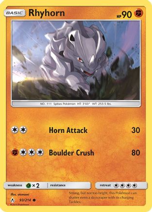 Rhyhorn 093/214 - SM  Unbroken Bonds Reverse Holofoil