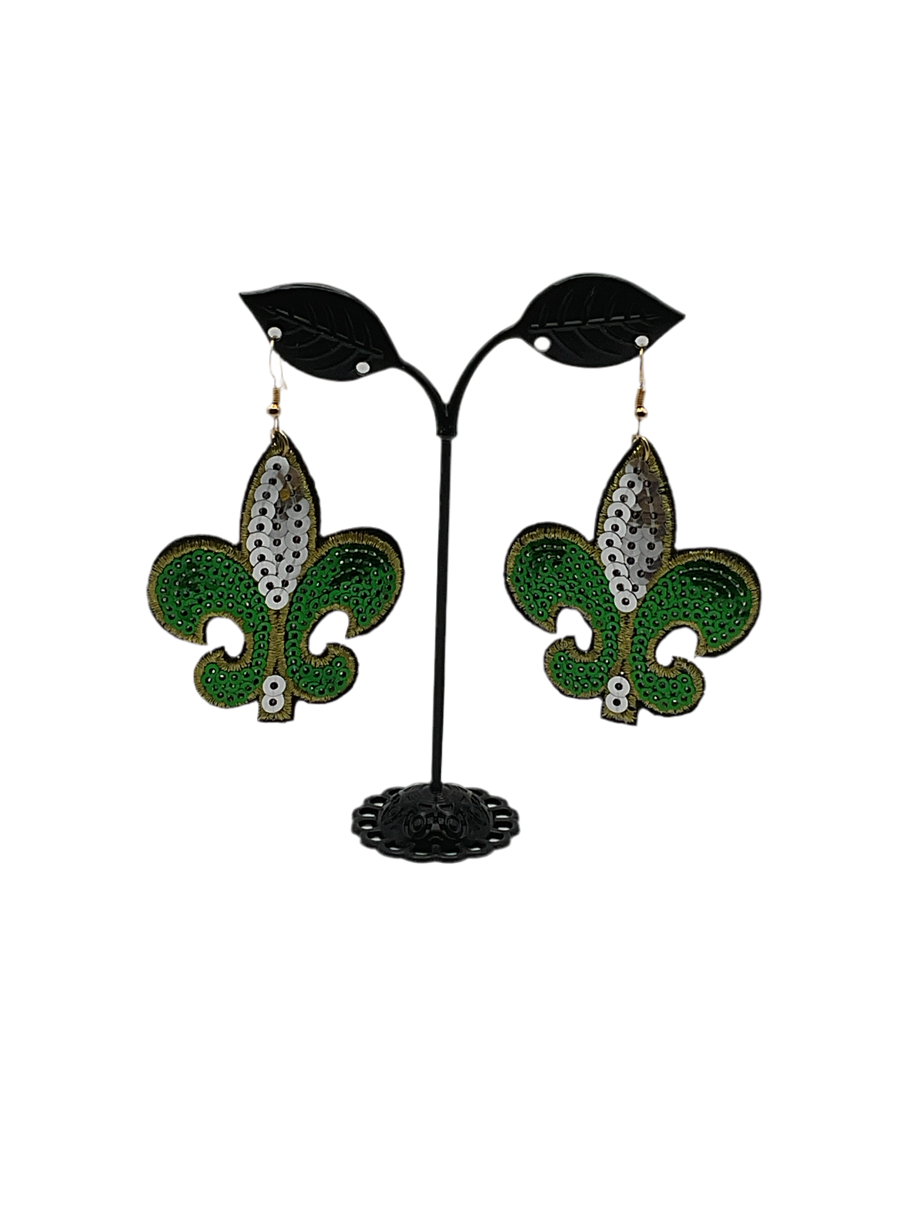 Sequin fleur-de-Lis earrings