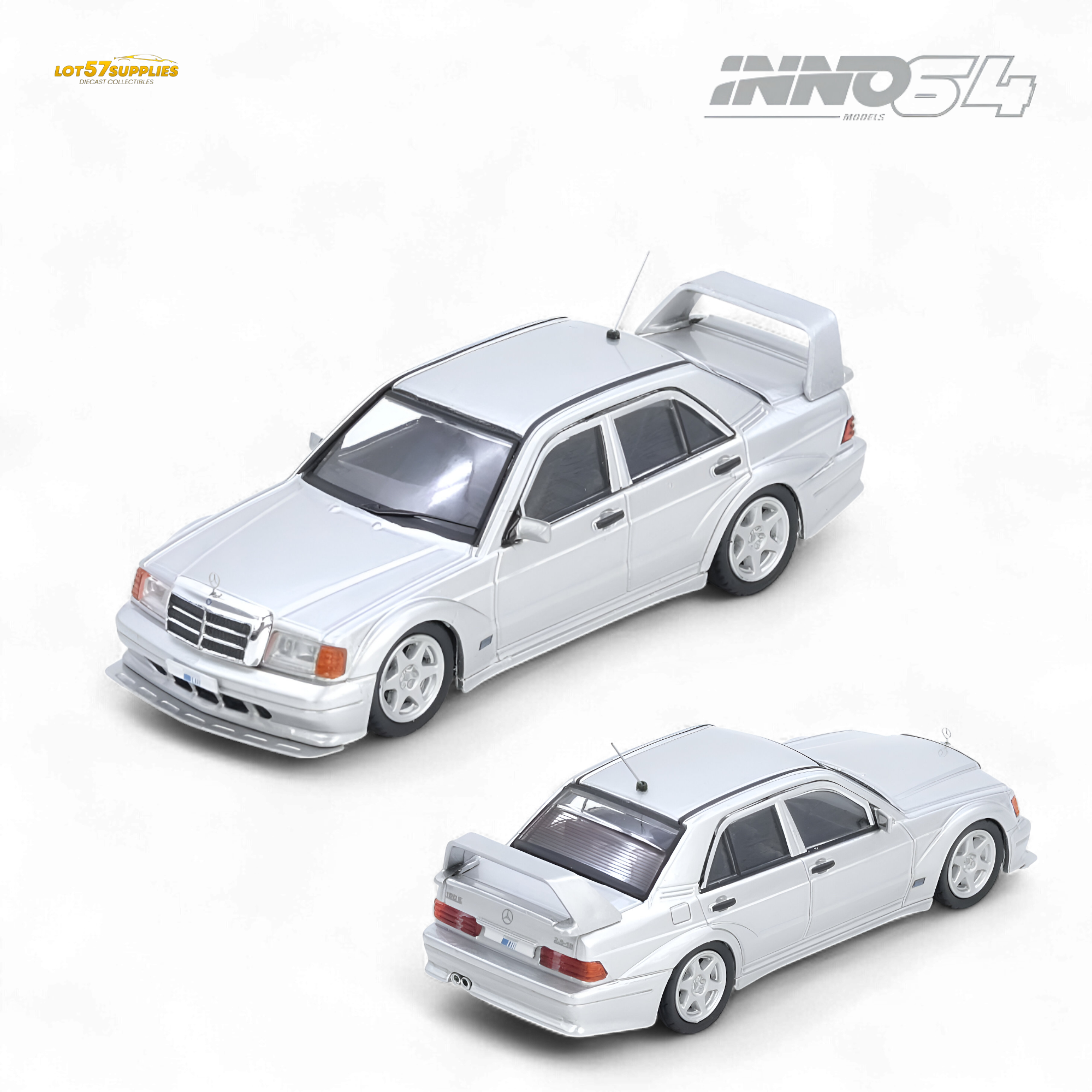(Pre-Order) Inno64 Mercedes Benz 190E - Silver 1:64 Main image