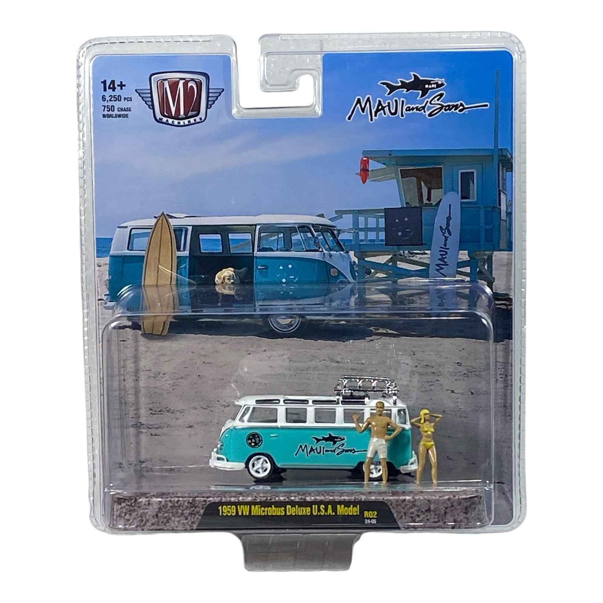 1959 VW Microbus U.S.A. Model - Maui and Sons - M2 Machines Diorama -