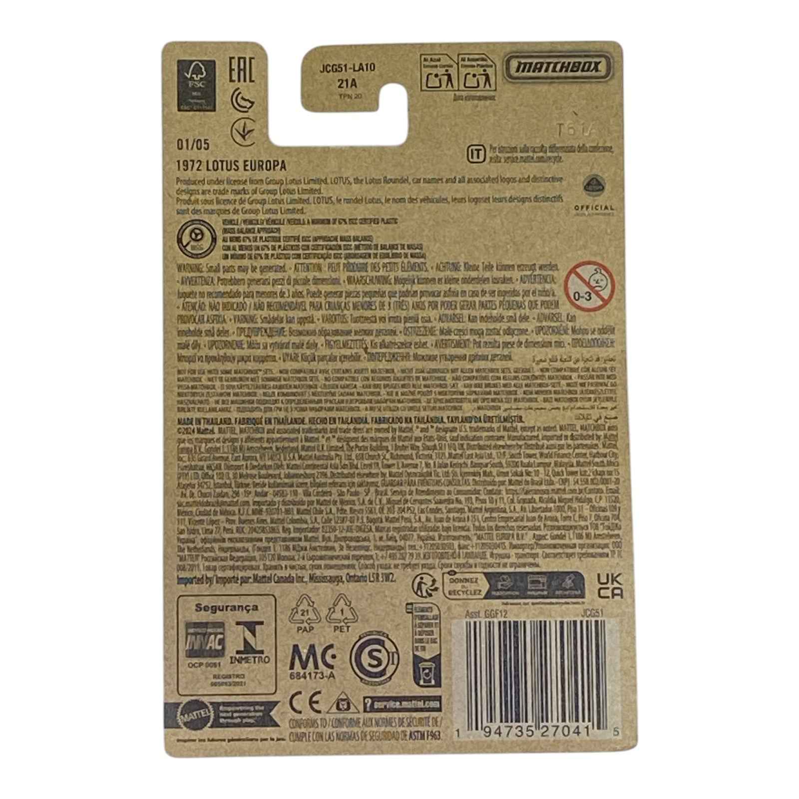 Matchbox 1972 Lotus Europa - Matchbox Series 01/05