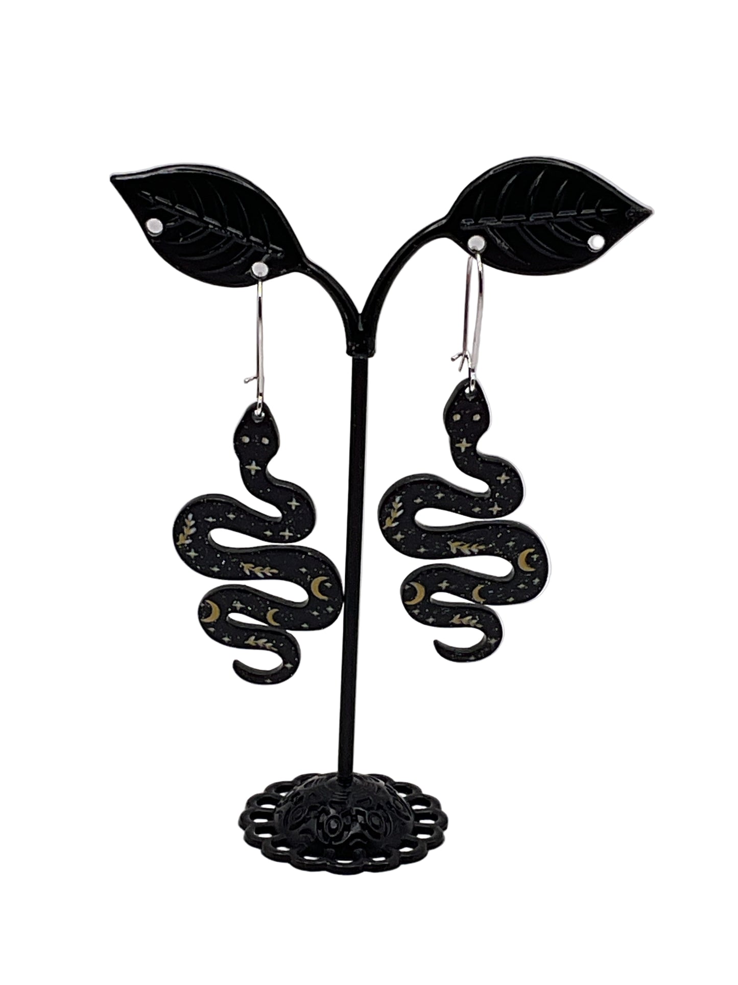 Celestial Black Snake Earrings