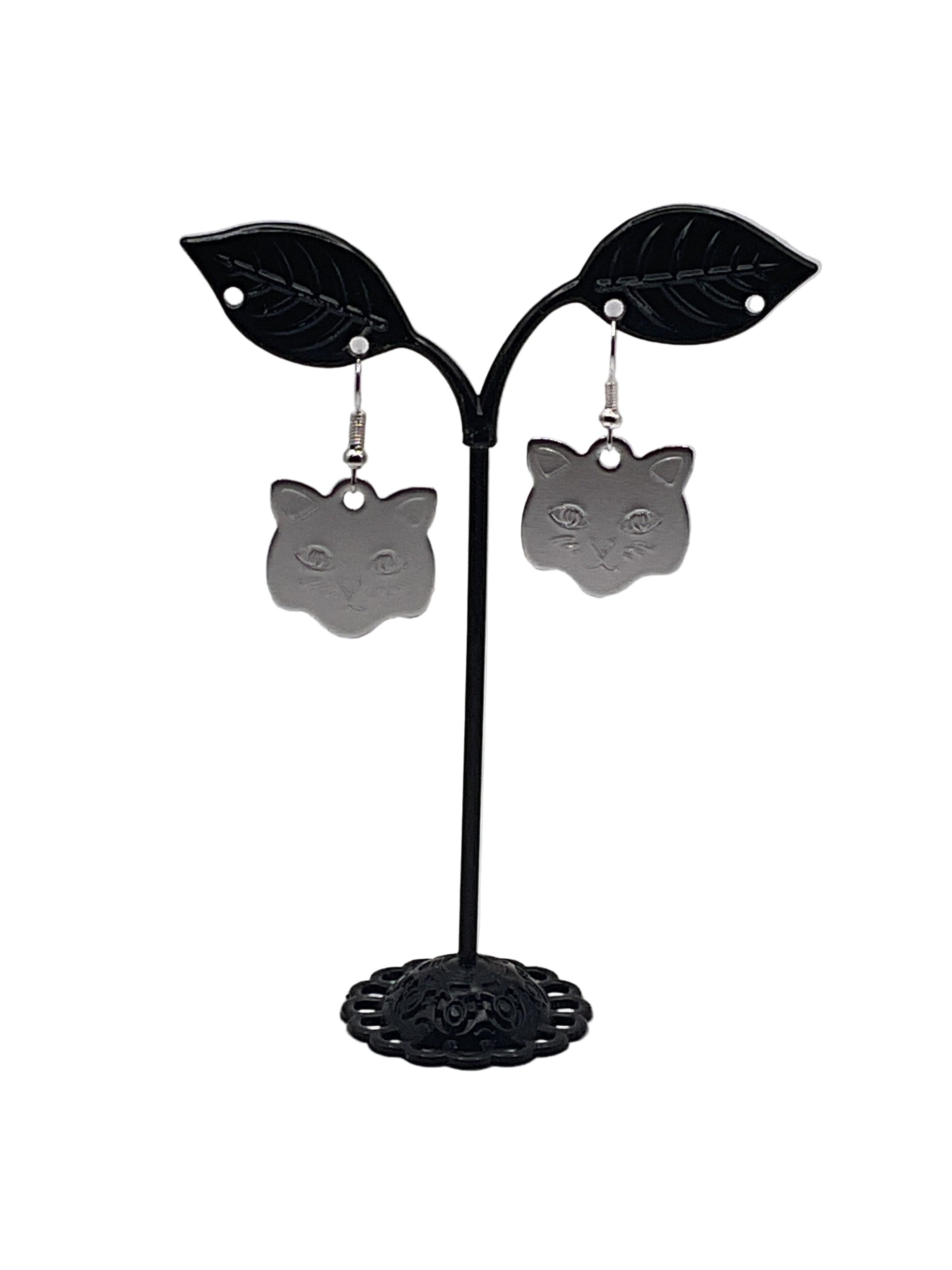 Cat Head Tag Earrings