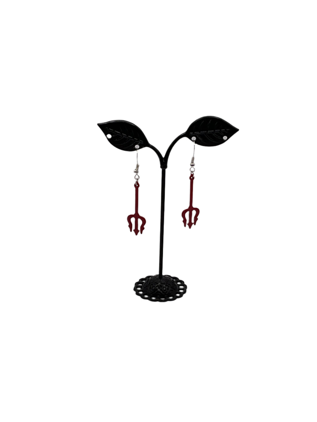 Red Pitchfork Earrings