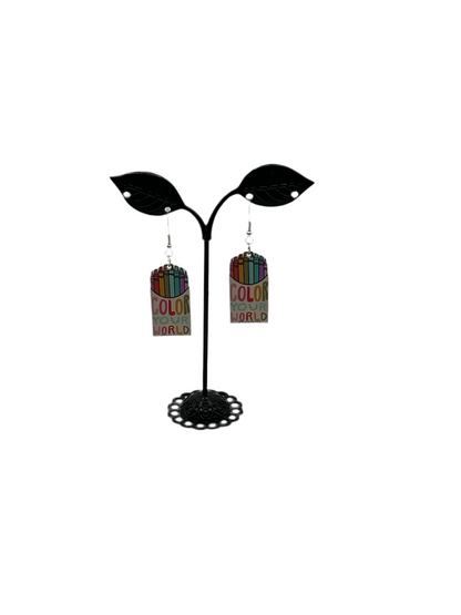 Color your world crayon earrings