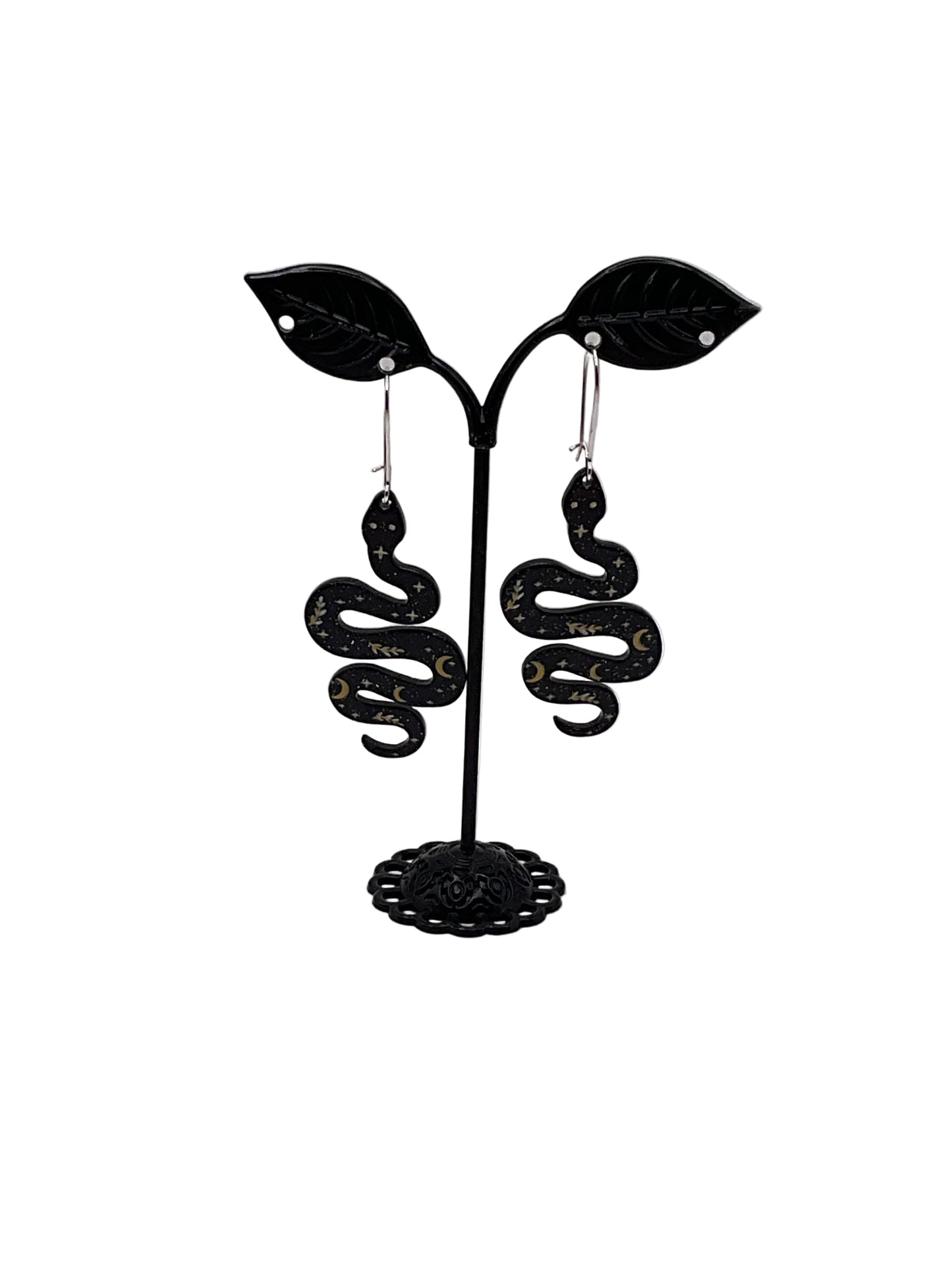 Celestial Black Snake Earrings