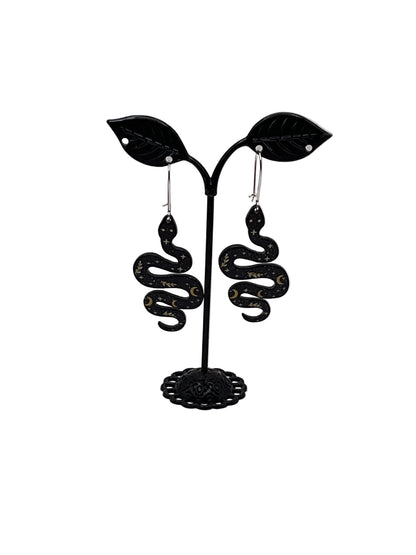 Celestial Black Snake Earrings