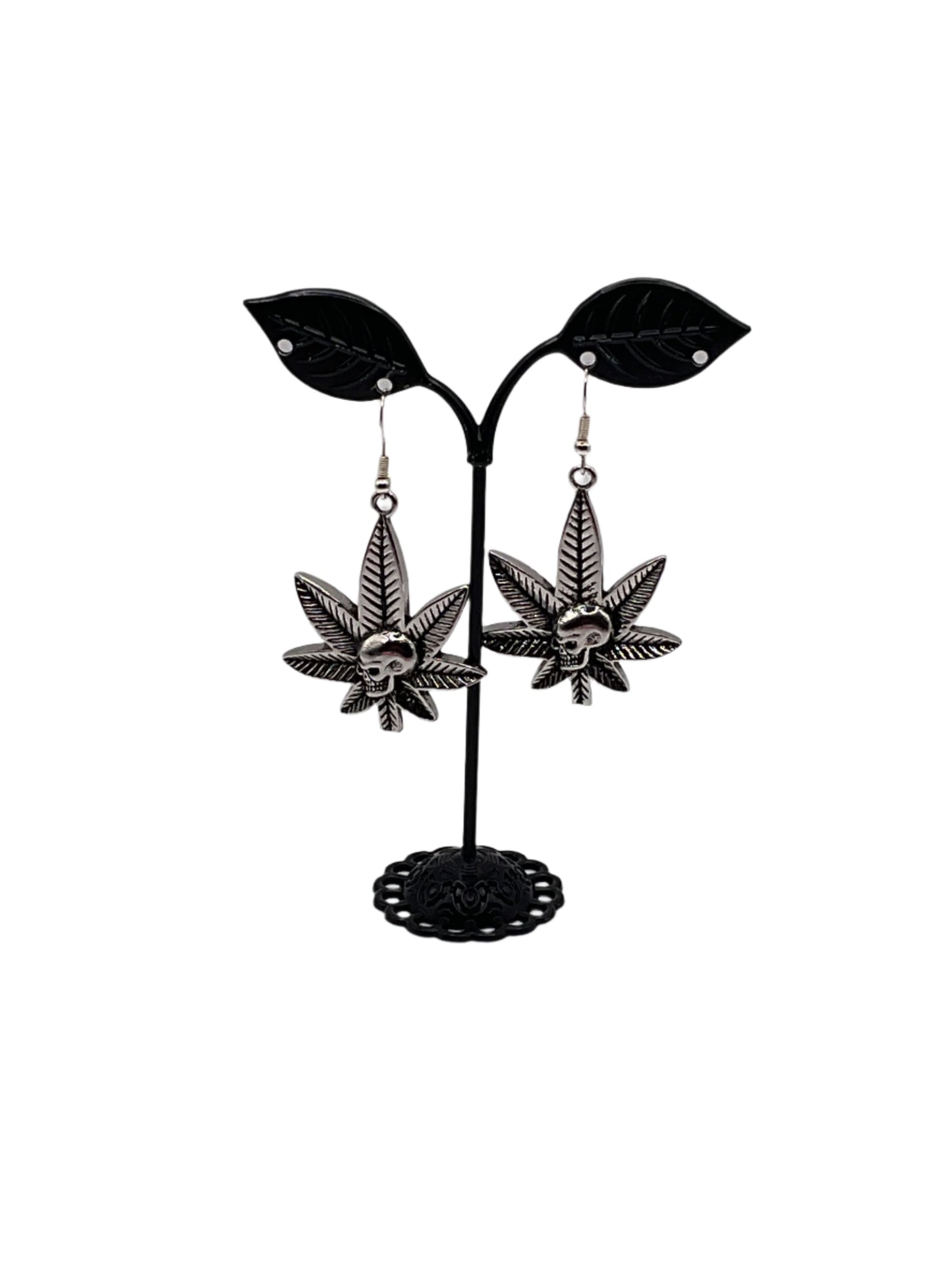 Weed and Skull Earrings