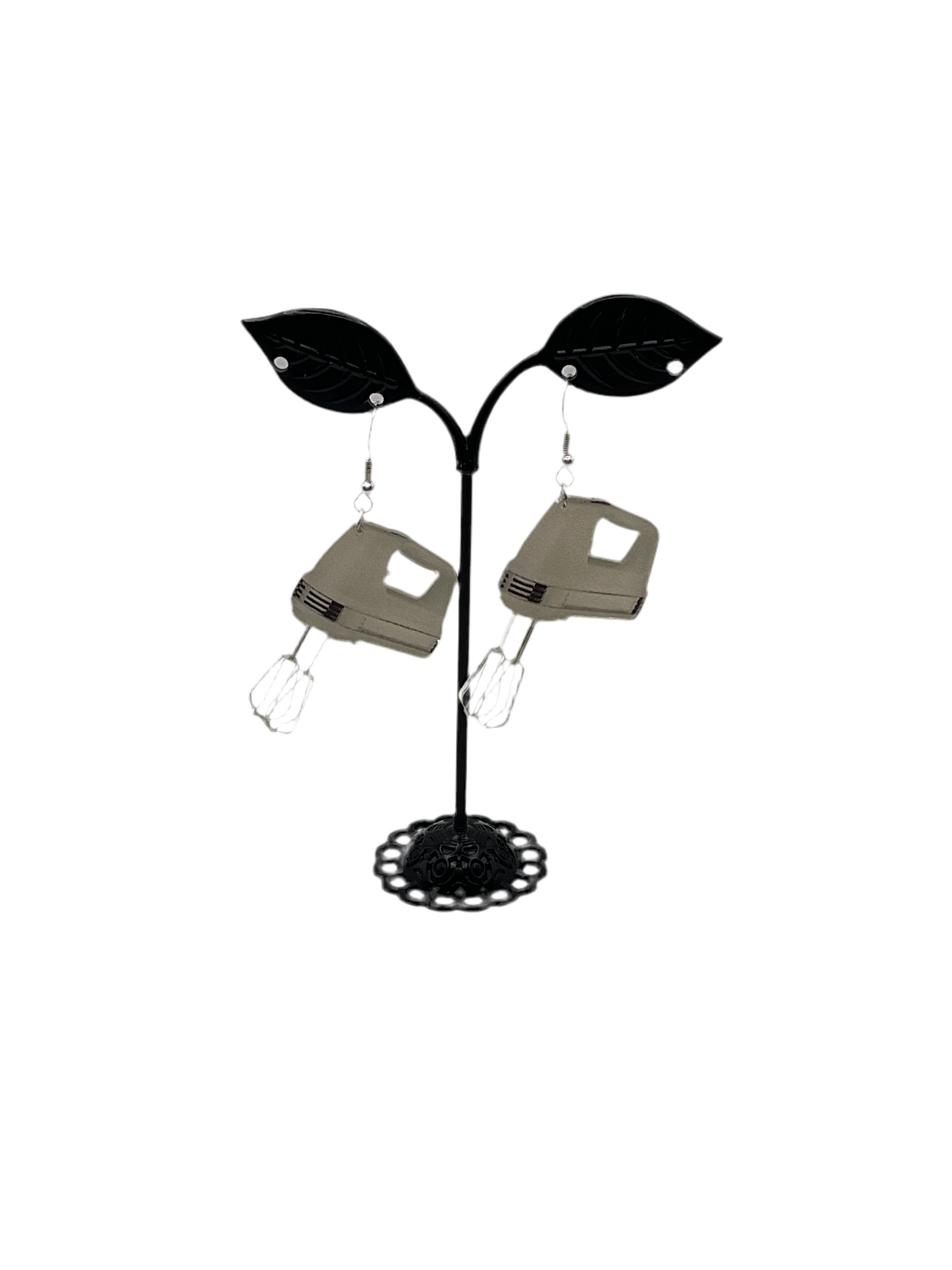 White mixer earrings