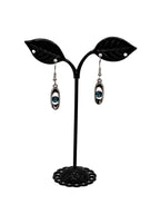 Silver Aquamarine Oval Earrings