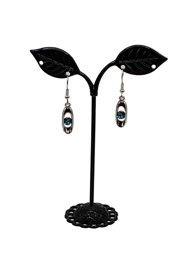 Silver Aquamarine Oval Earrings Hover Image