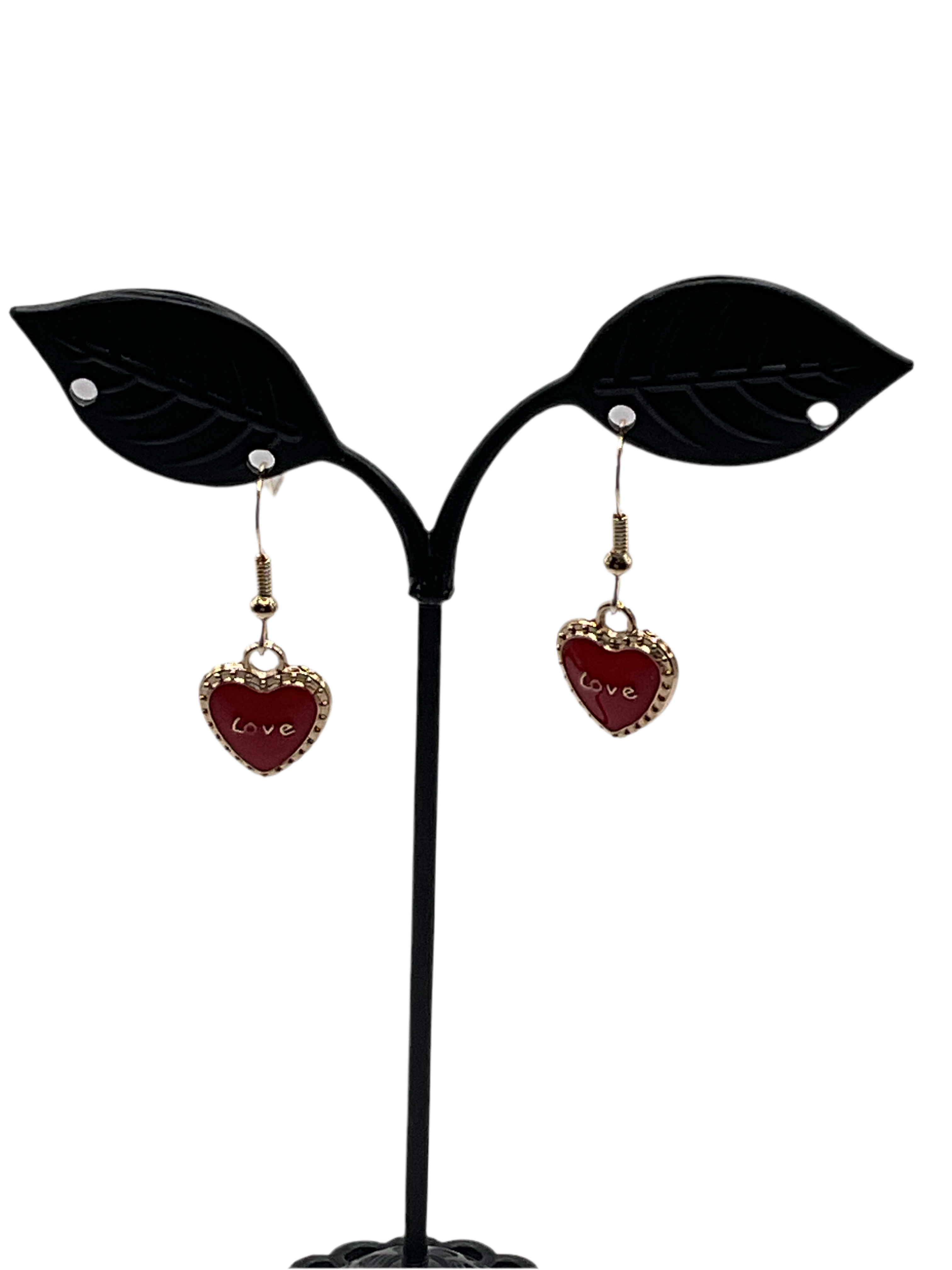 red love heart earrings