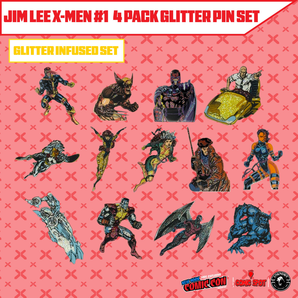 Jim Lee X-Men #1 4 Pack Exclusive Enamel GLITTER ✨ NYCC EXCLUSIVE Pin Set Only 250 Made (10/22/2025) - Collectors World Toys