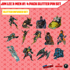 Jim Lee X-Men #1 4 Pack Exclusive Enamel GLITTER ✨ NYCC EXCLUSIVE Pin Set Only 250 Made (10/22/2025) - Collectors World Toys
