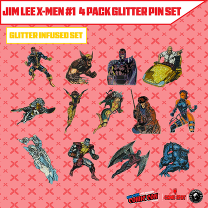 Jim Lee X-Men #1 4 Pack Exclusive Enamel GLITTER ✨ NYCC EXCLUSIVE Pin Set Only 250 Made (10/22/2025) - Collectors World Toys