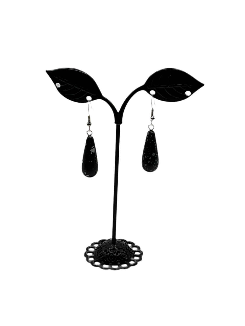Black and white stone earrings