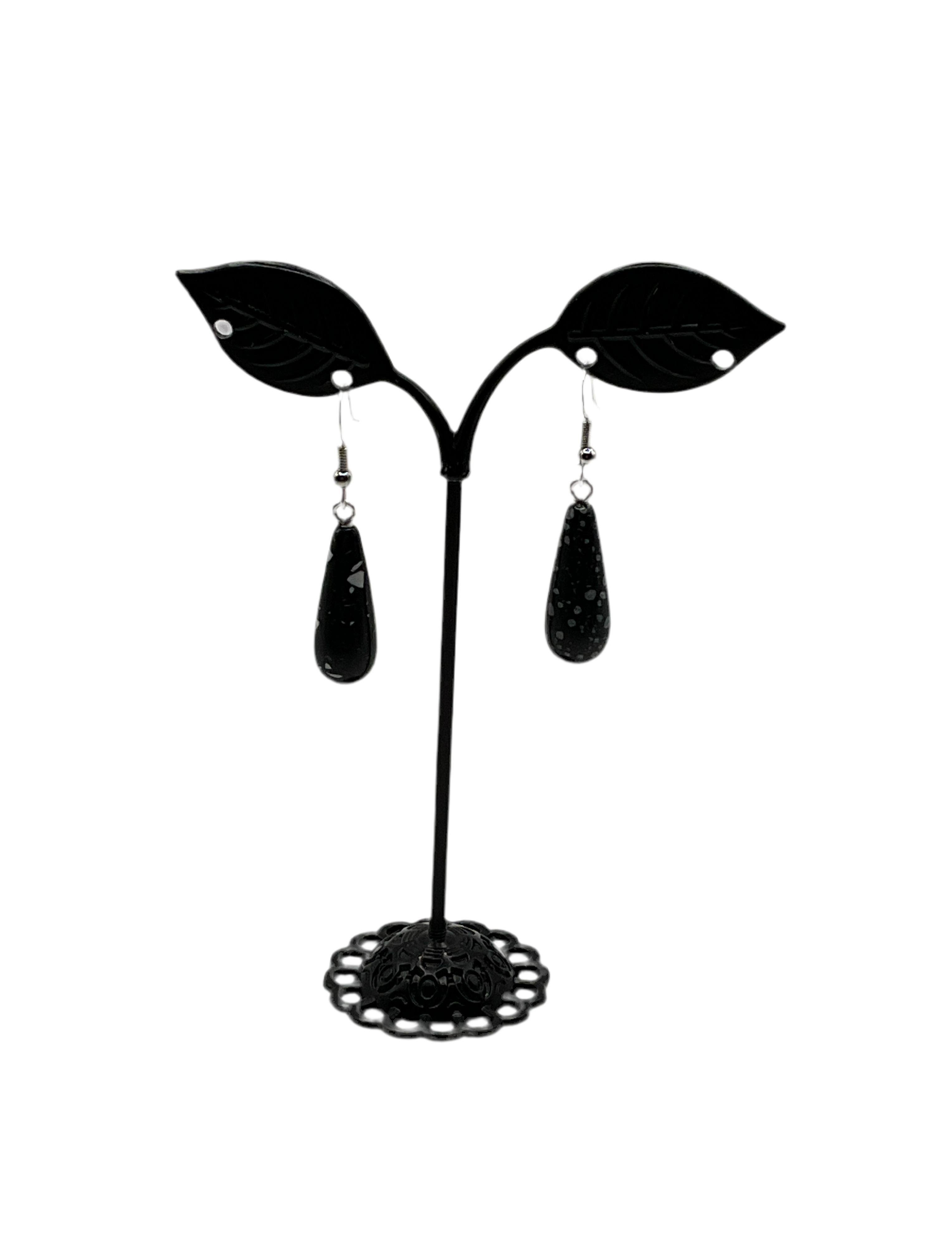 Black and white stone earrings