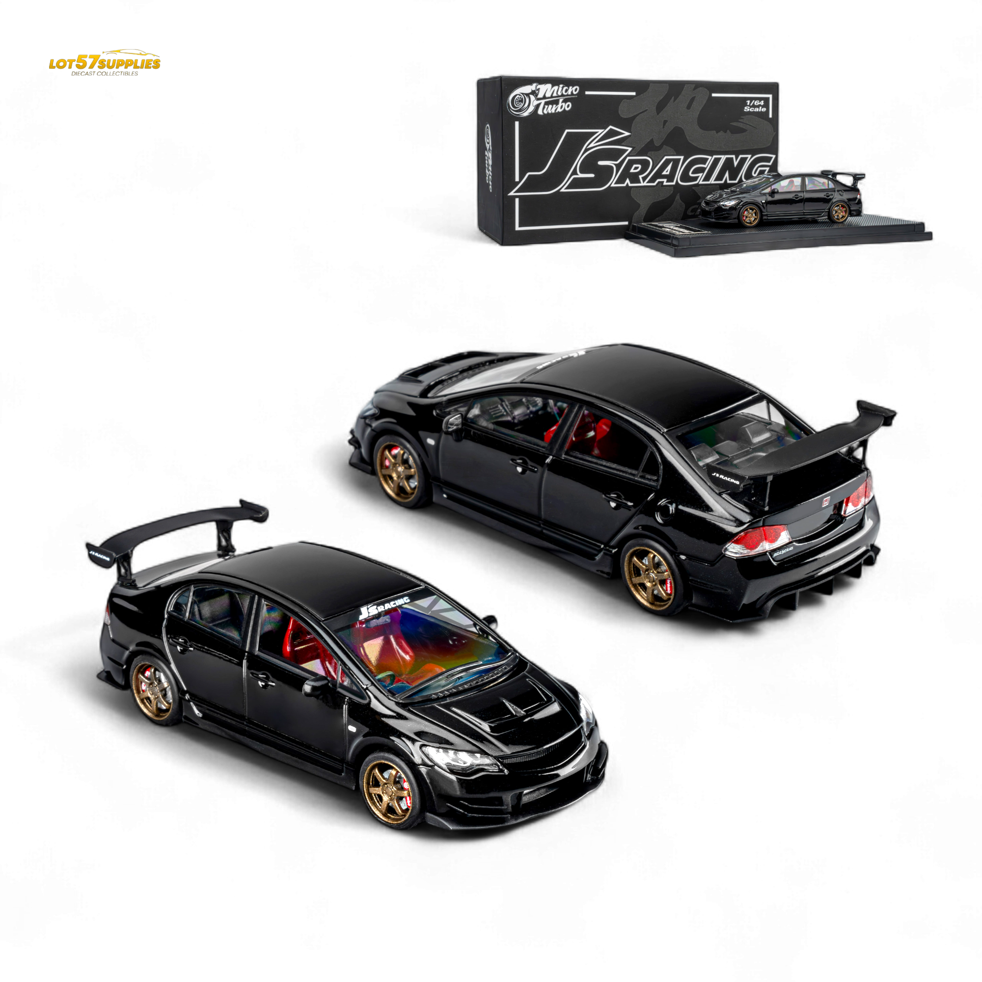 (Pre-Order) Microturbo Custom FD2 J'S Racing - Metallic Black 1:64 Main image