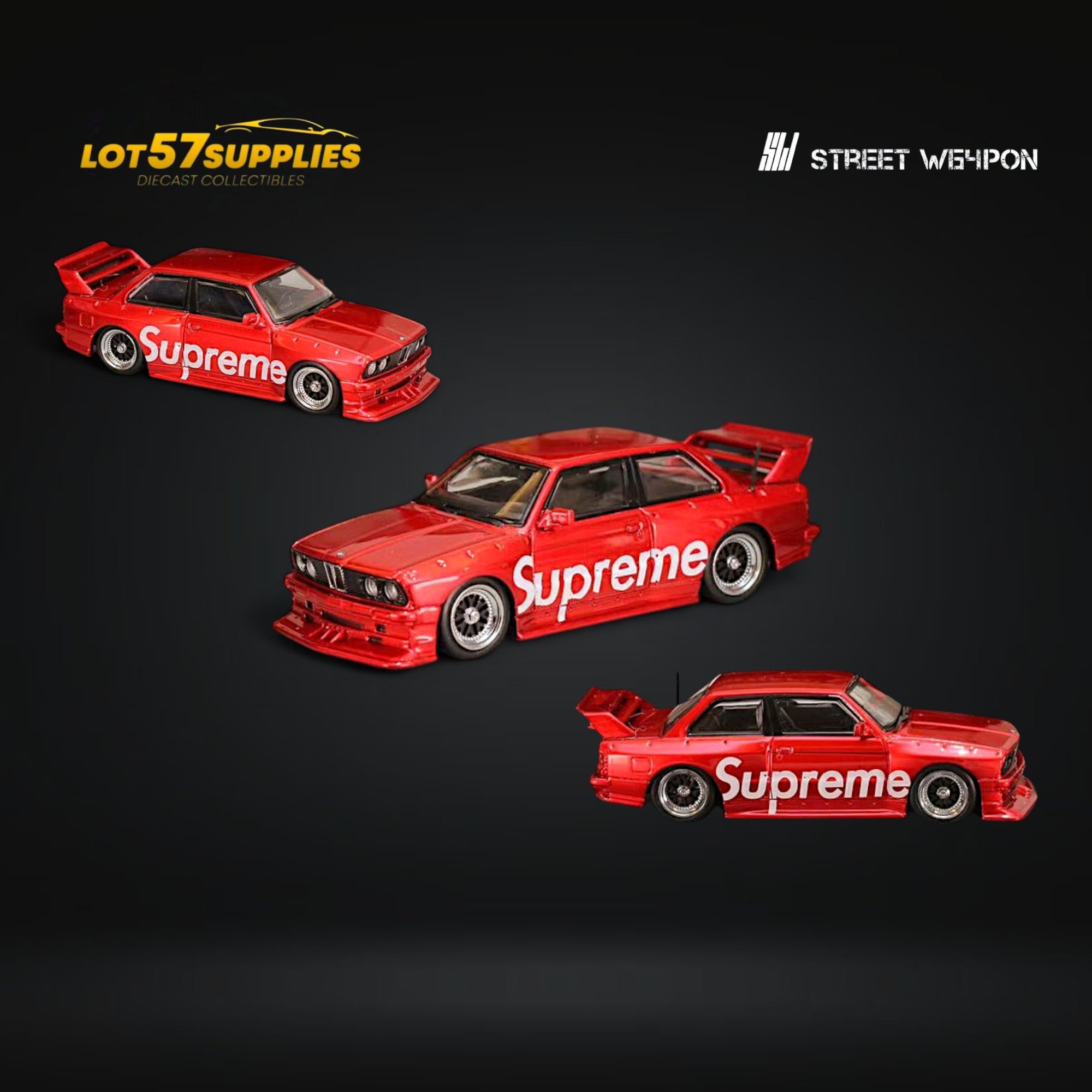 Street Weapon BMW E30 in SUP Red Livery 1:64 Main image