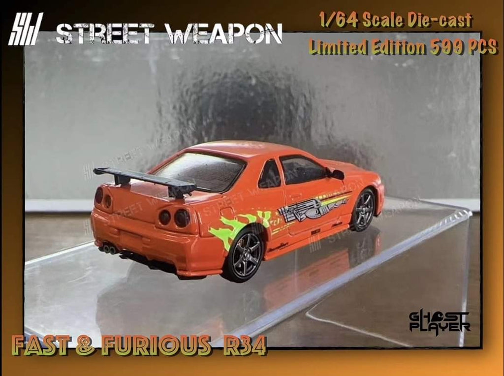 Street Weapon Nissan (R34) GT-R Fast & Furious Livery 1:64 - Collectors World Toys