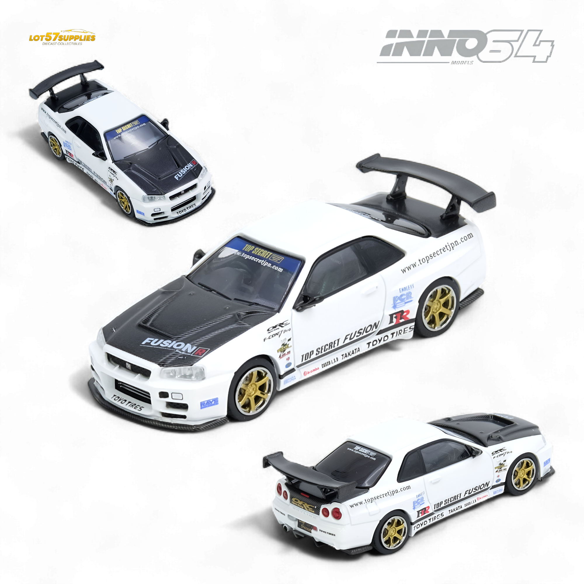 (Pre-Order) Inno64 Top Secret R34 GT-R - White 1:64 Main image