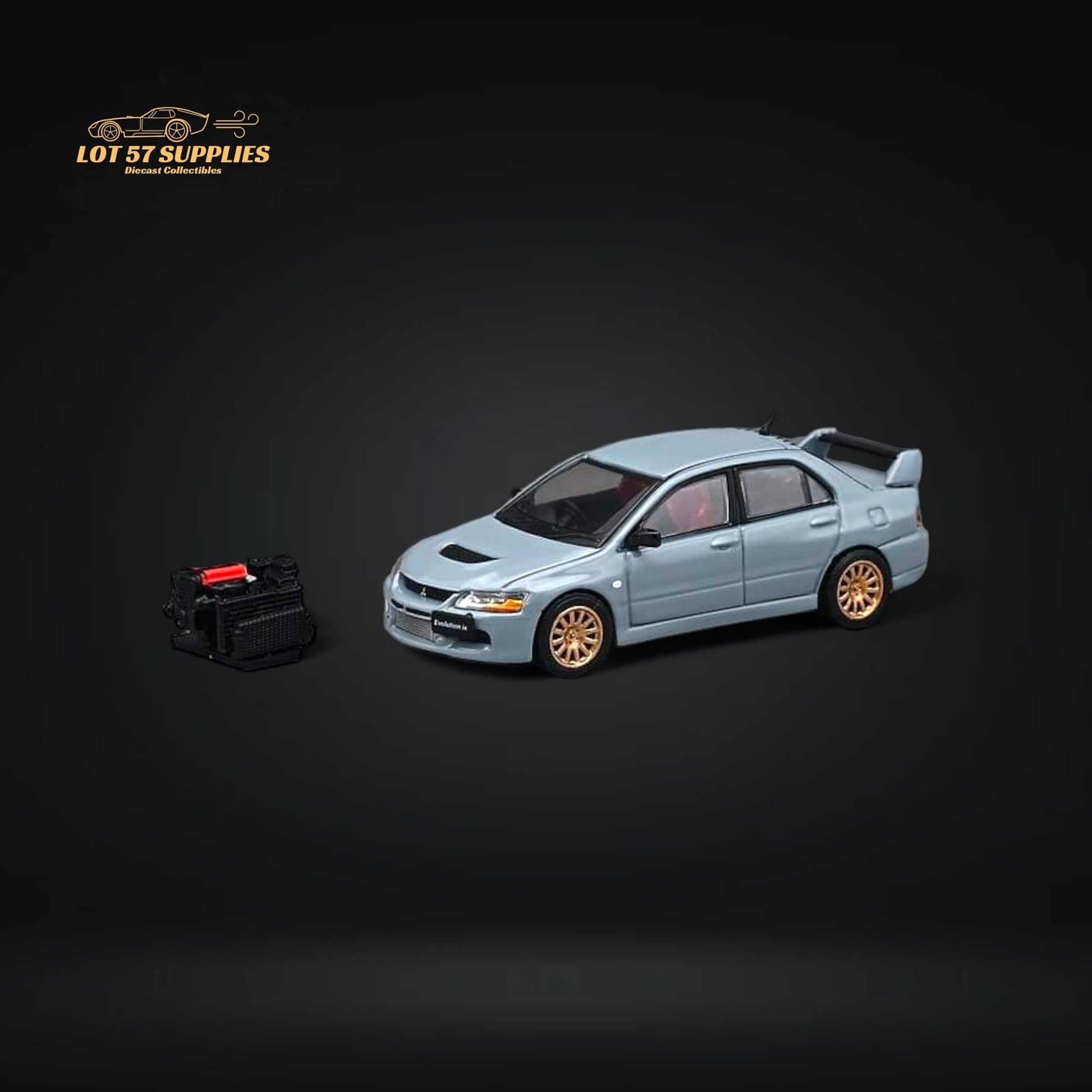 CM Model Mitsubishi Lancer Evolution IX Gray With Engine 1:64