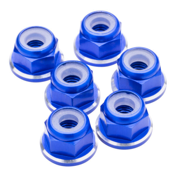 1UP Racing - 7075 Aluminum M3 Flanged Locknuts - Dark Blue Shine -