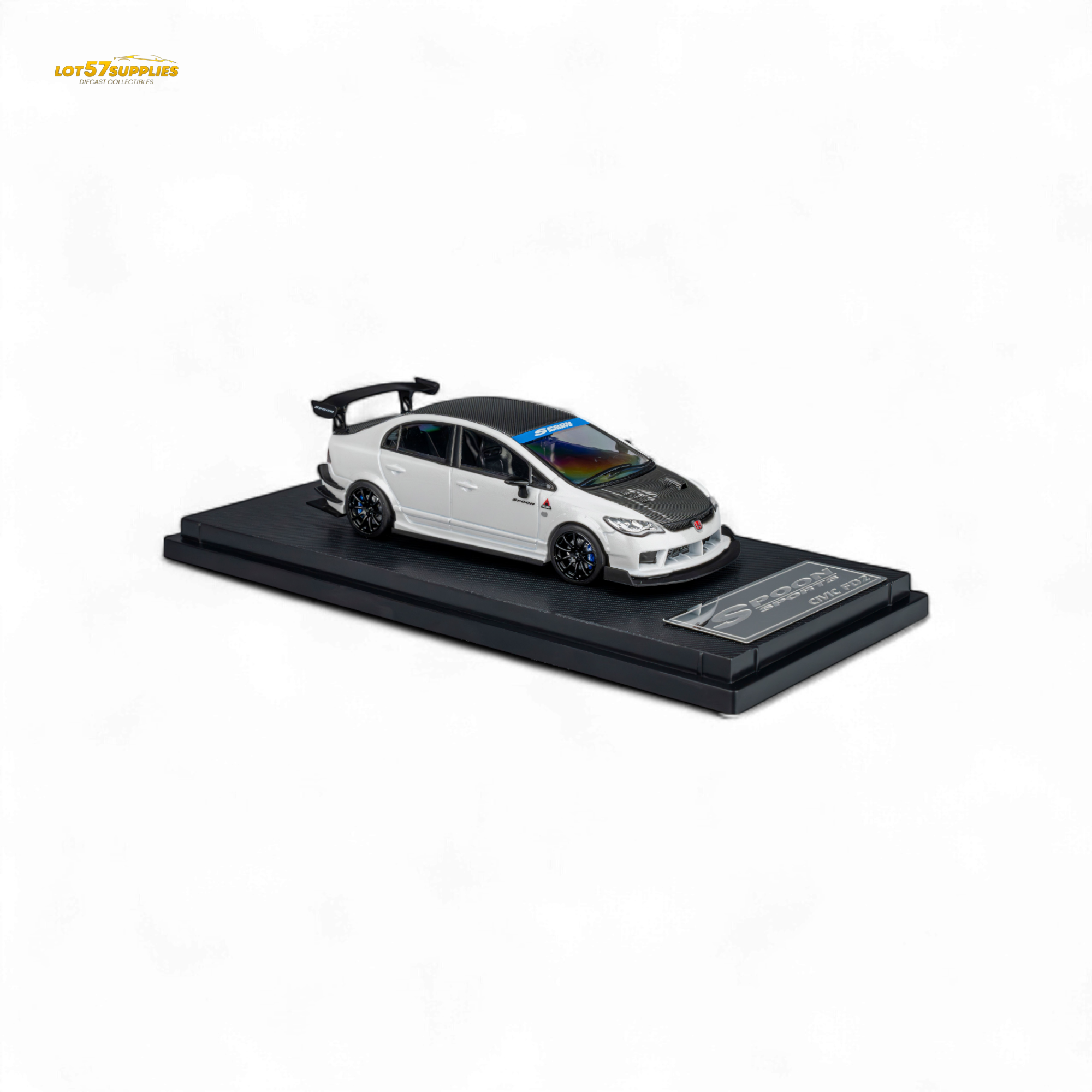 (Pre-Order) Microturbo Honda Civic Type R FD2 Spoon Sports - Metallic White 1:64 - Collectors World Toys