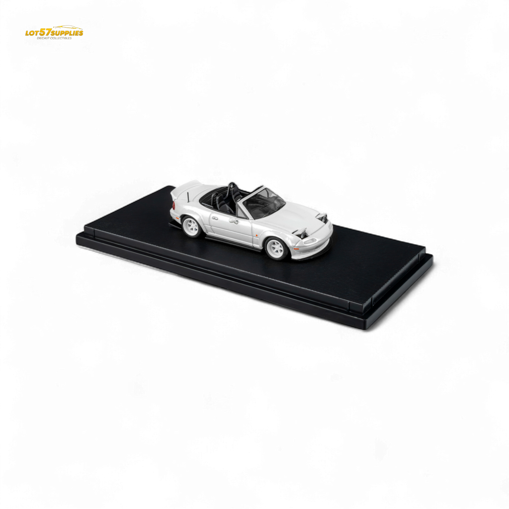 (Pre-Order) Microturbo Custom MX5 Rocket Bunny - Metallic White 1:64 - Collectors World Toys