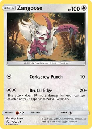 Zangoose 173/236 - SM  Cosmic Eclipse Reverse Holofoil Main image