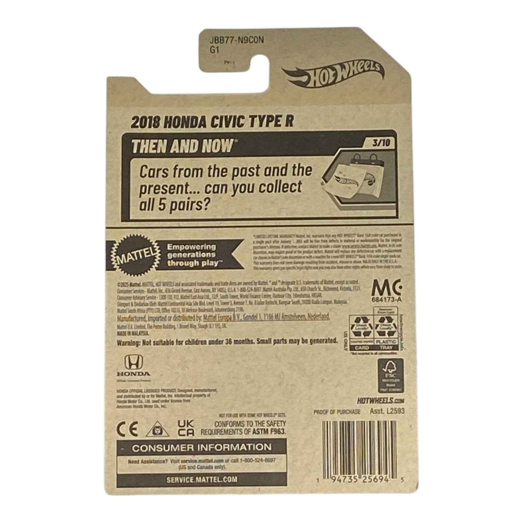 Hot Wheels 2018 Honda Civic Type R - Then and Now Series 3/10