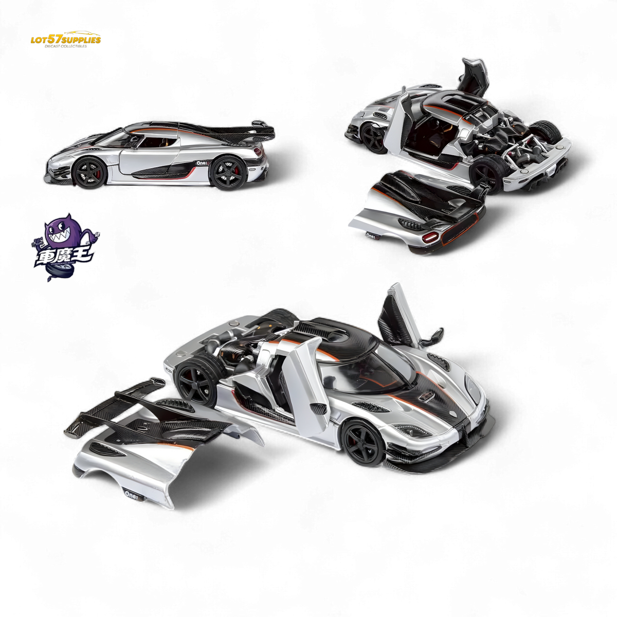 (Pre-Order) DEMON KING Koenigsegg ONE:1 - Silver 1:64 - Collectors World Toys