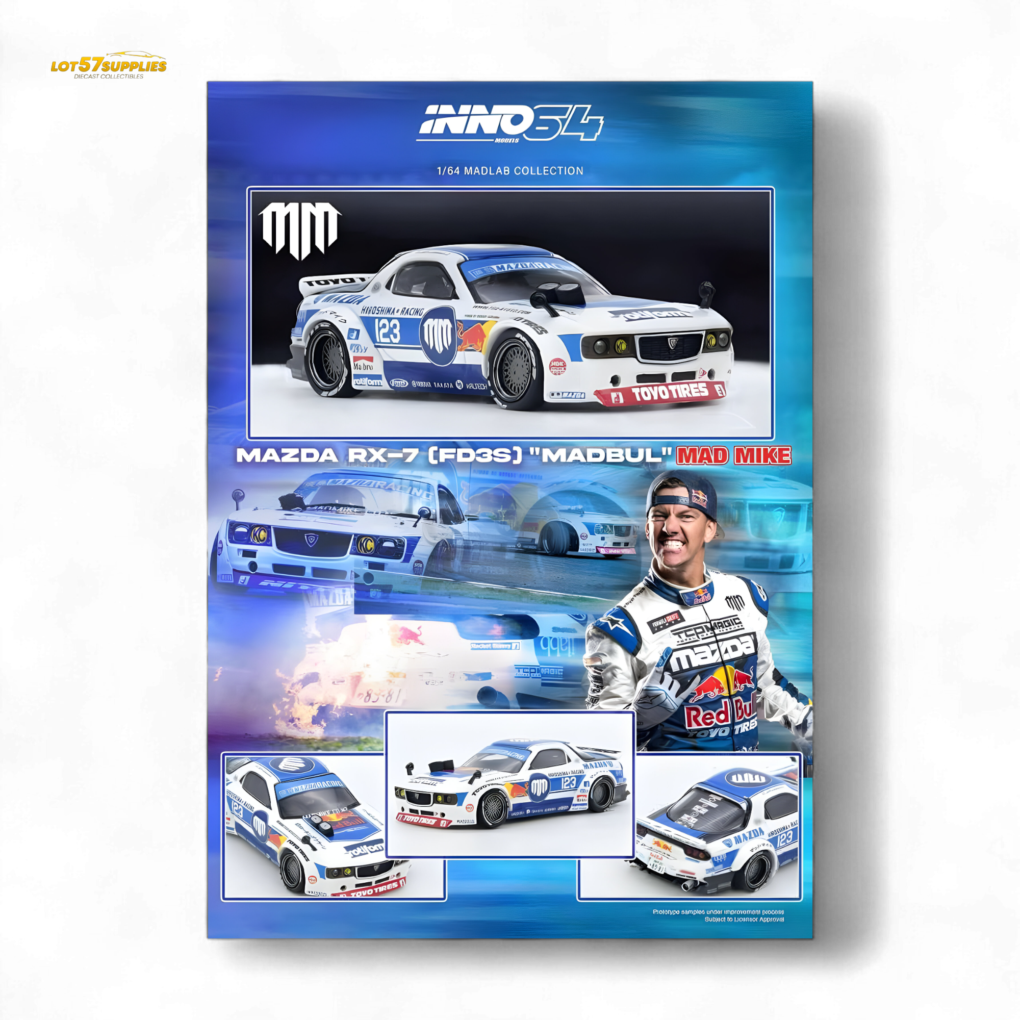 (Pre-Order) INNO64 Mazda RX-7 FD3S Pandem Rocket Bunny MADBUL MADLAB Collection 001 - 1:64 - Collectors World Toys