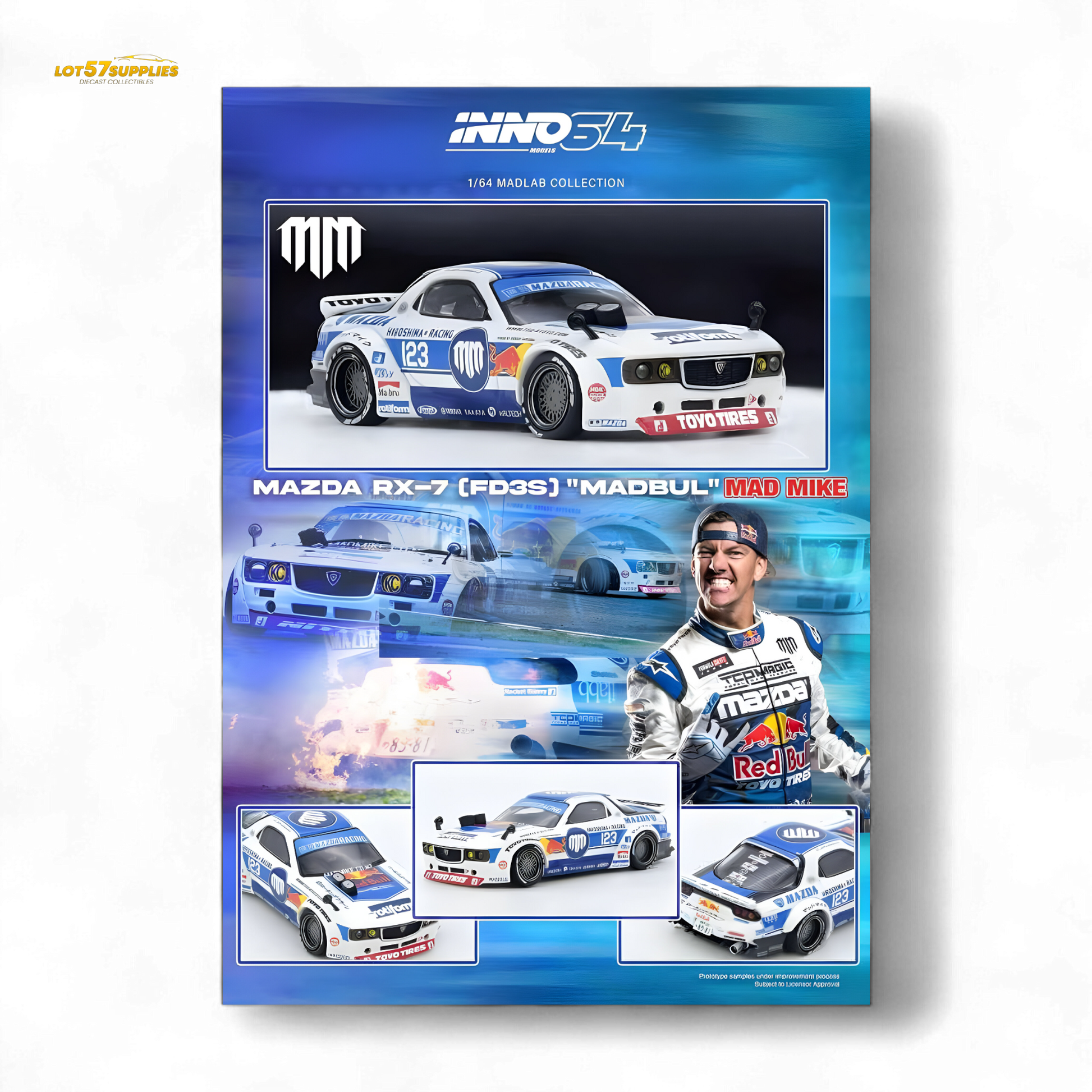 (Pre-Order) INNO64 Mazda RX-7 FD3S Pandem Rocket Bunny MADBUL MADLAB Collection 001 - 1:64