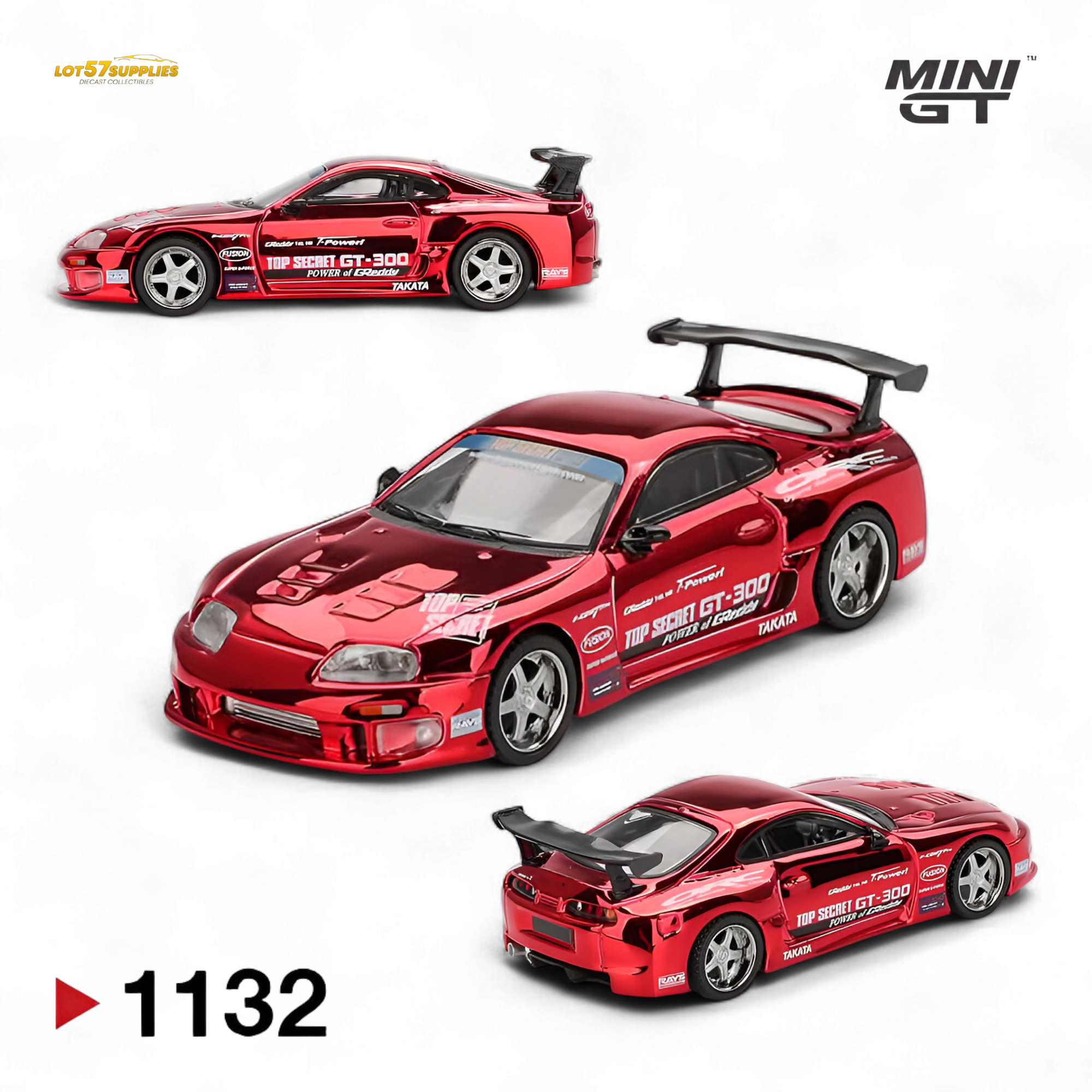 (Pre-Order) Mini-GT Toyota Supra (A80) Top Secret GT-300 - Top Secret Red Chrome 1:64 #1132
