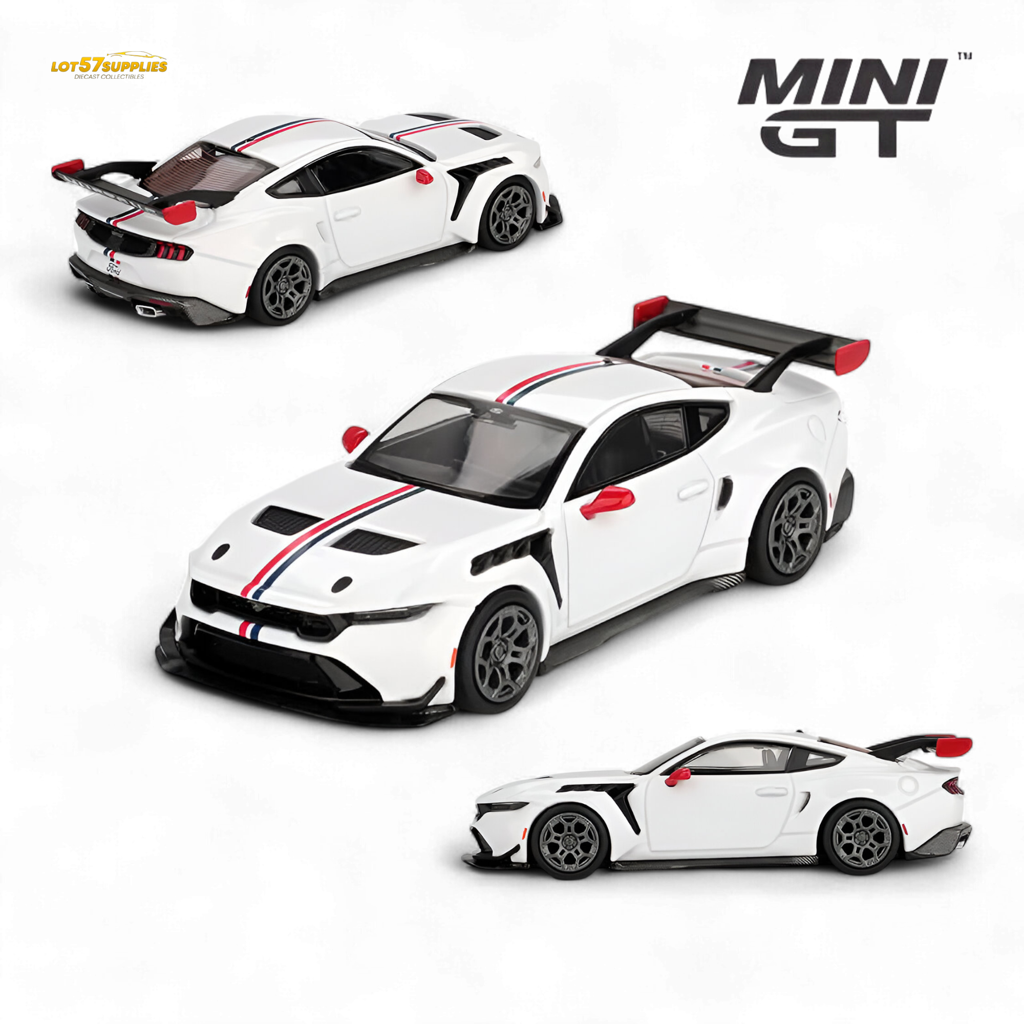 (Pre-Order) MiniGT Ford Mustang GTD Spirit of America - White 1:64 Main image