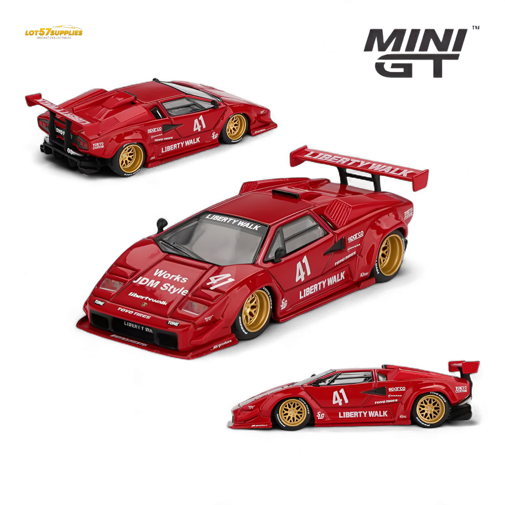 (Pre-Order) MiniGT Lamborghini Countach LB-WORKS Red 1:64 Main image