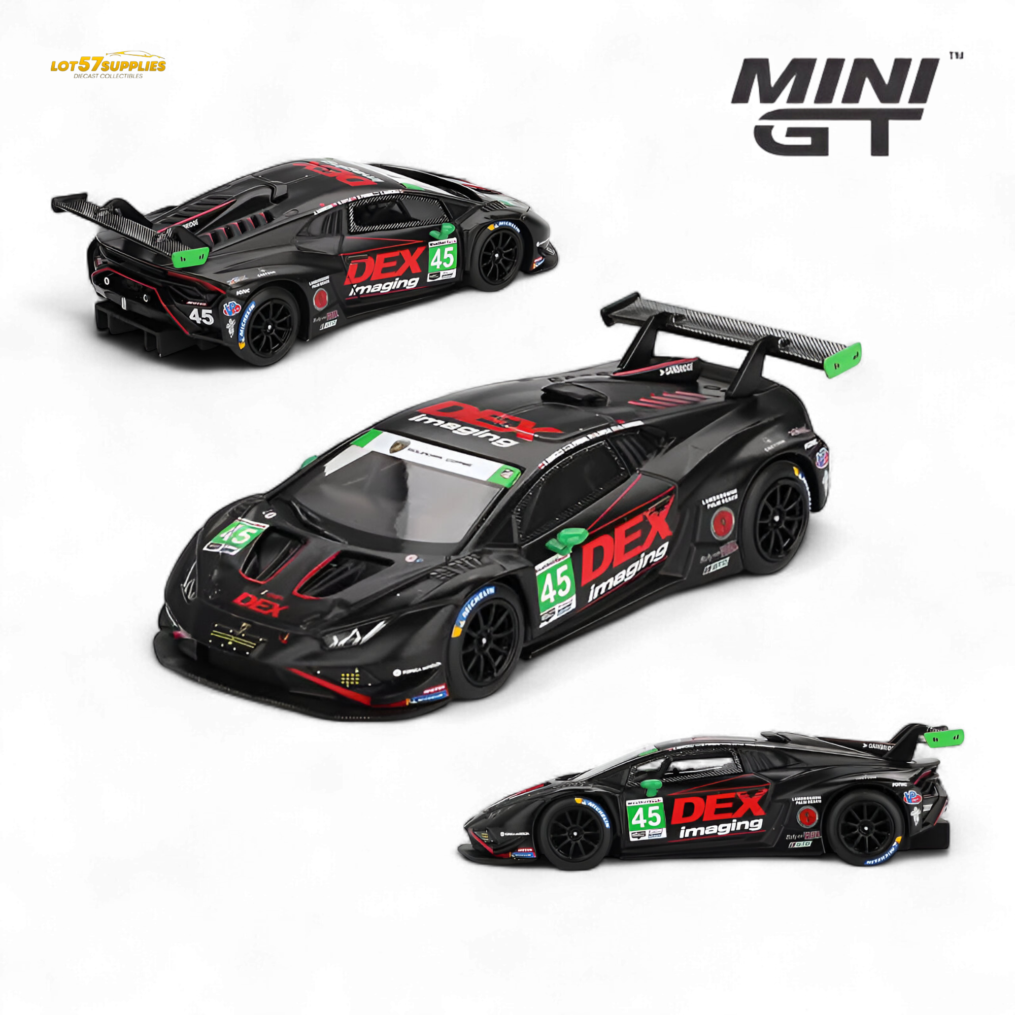(Pre-Order) MiniGT Lamborghini Huracan STO2 LB 645 DEX Imaging 2024 IMSA Daytona 24 Hrs 1:64 Main image