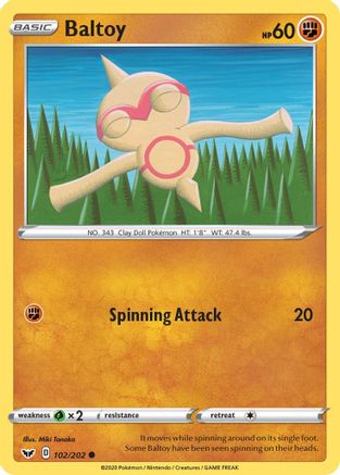 Baltoy 102/202 - SWSH01 Sword & Shield Base Set Reverse Holofoil Main image