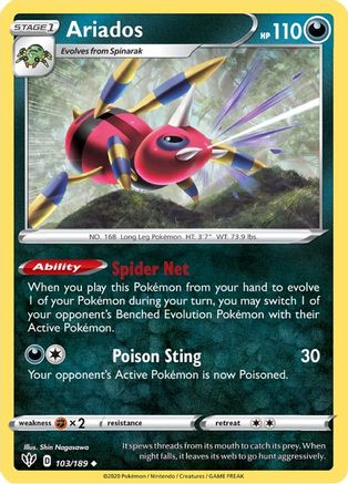 Ariados 103/189 - SWSH03 Darkness Ablaze Reverse Holofoil Main image