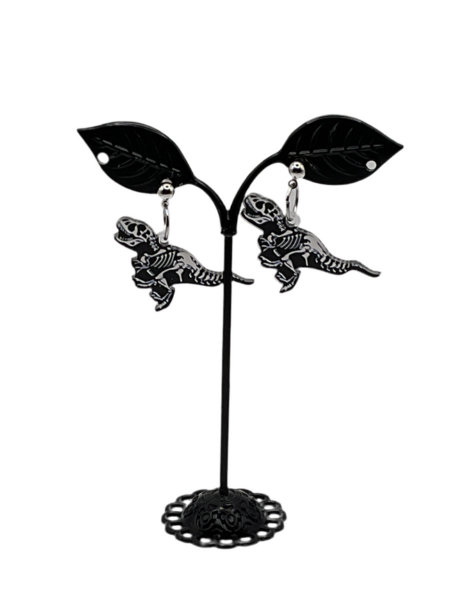 Skeletal T-Rex Earrings Hover Image