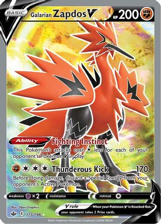 Galarian Zapdos V (Full Art) 173/198 - SWSH06 Chilling Reign Holofoil