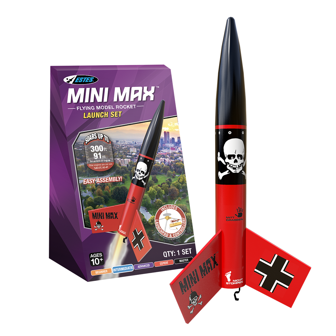 Estes Rockets - Mini Der Red Max™ Launch Set Rocket-Building Kit, Intermediate Mini Flying-Rocket-Model Kit for Ages 10+ Main image