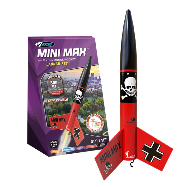 Estes Rockets - Mini Der Red Max™ Launch Set Rocket-Building Kit, Intermediate Mini Flying-Rocket-Model Kit for Ages 10+
