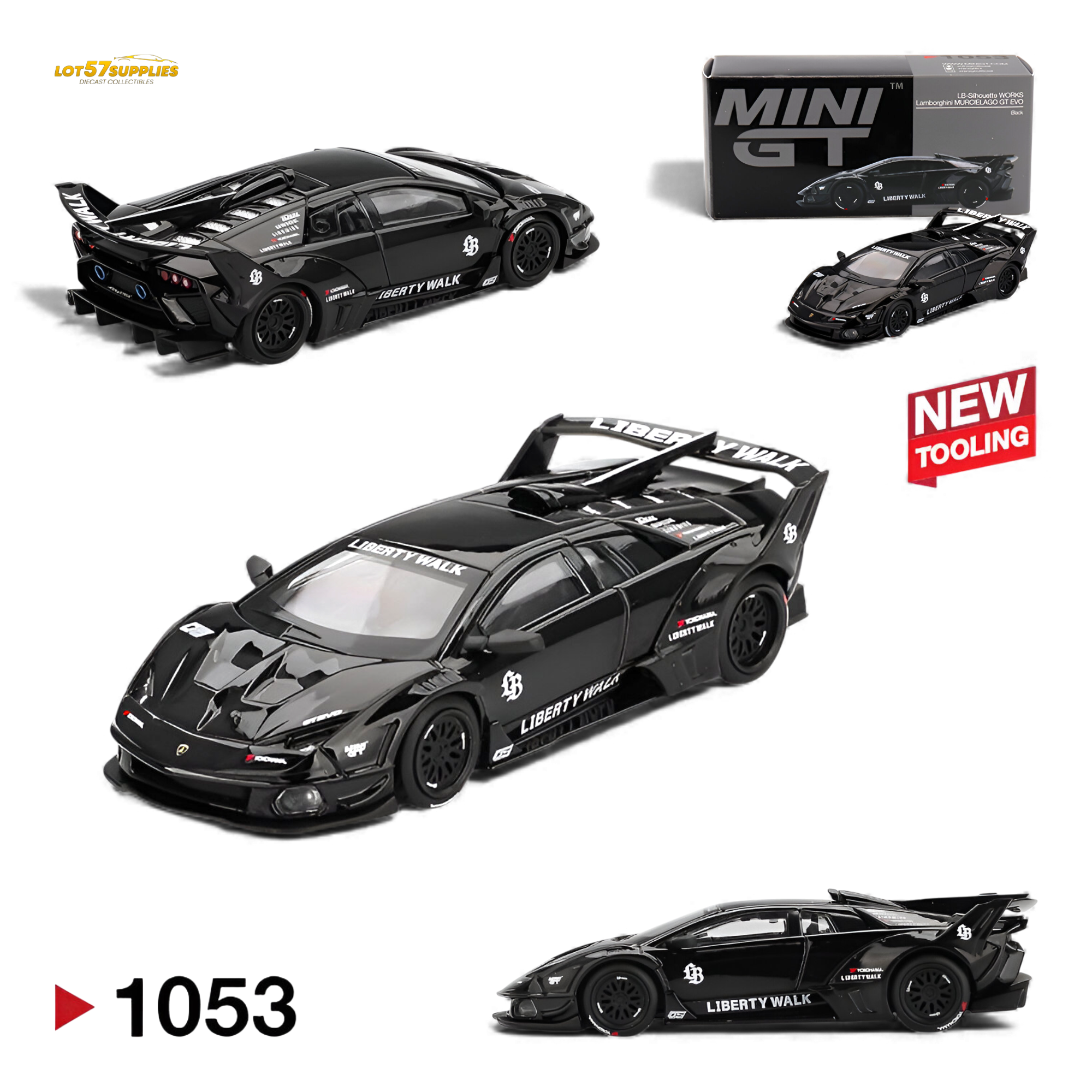 (Pre-Order) Mini GT Lamborghini LB-Silhouette Works Murcielago GT Evo - Black 1:64 Main image