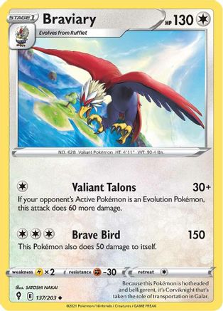 Braviary 137/203 - SWSH07 Evolving Skies Reverse Holofoil Main image