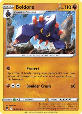 Boldore 087/203 - SWSH07 Evolving Skies Reverse Holofoil Main image