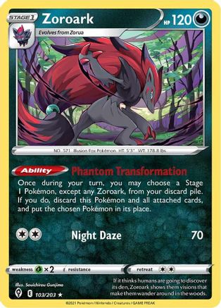 Zoroark 103/203 - SWSH07 Evolving Skies Holofoil Main image