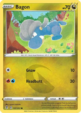 Bagon 107/203 - SWSH07 Evolving Skies Reverse Holofoil Main image
