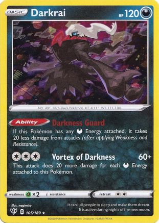 Darkrai (Cosmos Holo) 105/189 - Miscellaneous Cards & Products Holofoil